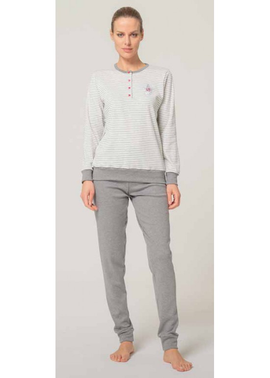 Alpina Pigiama Donna Cotone Invernale Serafino Polsini MARTA